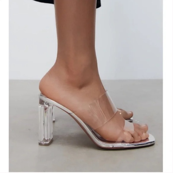 Zara Shoes - Zara Vinyl Sandals with Methacrylate Heels
